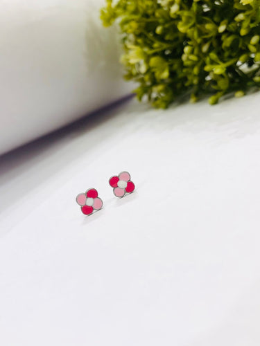 925 Silver Pink Flower Earrings